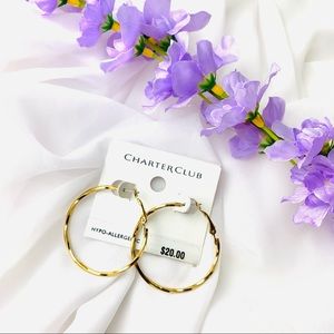 🌹CHARTER CLUB hypo allergenic gold plated round hoop earring Jewellery